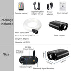 Firework 16W RGBW LED Fiber Optic Lights Star Ceiling Light Kit, Remote+APP+Music Mode Sound Sensor for Car & Home Decoration with Optical Fiber 160pcs 0.03in 6.5ft/2m