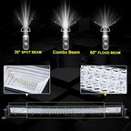 AUXTINGS 45 inch 612W LED Light Bar Triple Row Spot Flood Combo Beam Off Road Lights Waterproof Work Light with Wiring Harness for Jeep Trucks SUV ATV UTV Boat Lights, 12V 24V