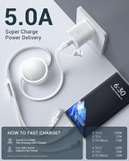 CAFELE 100W Multi Charging Cable, 6-in-1 Retractable USB C/A Cable, 5A Fast Charger Cord for Multiple Devices with Type C/L/Micro Ports for Phone 17 16 15 14 Pro Max, S24/S23, MBook, Pad (4.3ft) White