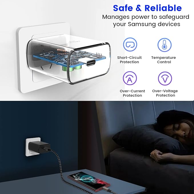 S24 S25 Ultra Charger Type C, SCRUAK 45W PPS Super Fast USB-C Wall/Car Charger for Samsung Galaxy S25 Ultra/S25+/S25/S24 Ultra/S24+/S23/S22/S20/Note 20/Note 10+(with 2X 3.3FT 5A Type C Cable)