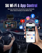 Miofive Dash Cam Front & Rear Dual Channel – Front 4K UHD + Rear 2.5K, Built-in GPS & 5GHz WiFi, 3.0″ IPS Screen, HDR & Night Vision, G-Sensor, 24-Hour Parking Mode, 32 GB Card Included