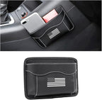 Moly Magnolia Car Seat Side Pocket Organizer, American Flag PU Leather Storage Bag, Pen Phone Holder Tray Pouch Seat Gap Filler, Interior Accessories for Auto Door Window Console (Black/Flag)