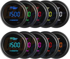 GlowShift 10 Color Digital 2200F Pyrometer Exhaust Gas Temp Gauge Kit - Includes 1/8-27 NPT Type K EGT Probe & Wiring - Multi-Color LED Display - Tinted Lens - for Car & Truck - 2-1/16" (52mm)