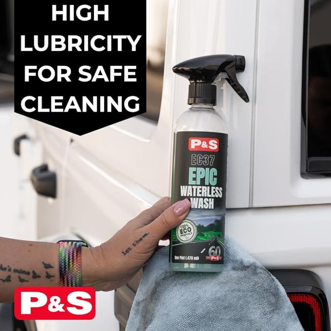 P&S Professional Detail Products Epic Waterless Wash – No-Water Car Cleaner, Polymer Gloss Intensifier, Safe on Paint, Metal & Glass, Quick Detailer & Wax Alternative, 1 Pint