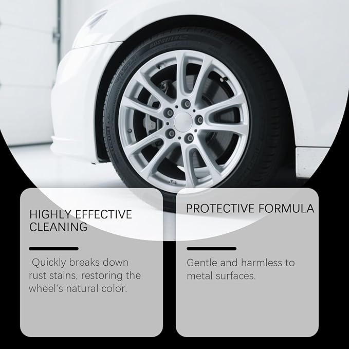 Iron Rust & Dust Remover Spray for Wheels and Rims, Aluminum Cleaner, Safe for Wheel & Paint, 120ML/4FL.OZ with Sponge