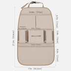 Car Backseat Organizer for Kids, Car Back Seat Storage Bag With 3 Pockets, 2 Drinks Holders, Water Resistant, Kids Toy Storage Kick Mat Back Seat Protector for Toddlers (Beige 1-Pack)