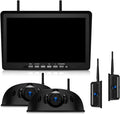 ZEROXCLUB 10.1" RV Backup Camera Wireless System Plug and Play, Pre-Wired for Furrion RV Trailer Camper, HD 1080P Quad Split Monitor with 2 Rear View & 2 Side View Cameras, IP69K Waterproof, BY504