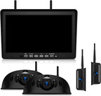 ZEROXCLUB 10.1" RV Backup Camera Wireless System Plug and Play, Pre-Wired for Furrion RV Trailer Camper, HD 1080P Quad Split Monitor with 2 Rear View & 2 Side View Cameras, IP69K Waterproof, BY504