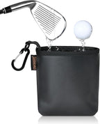 Teccom Golf Club and Ball Cleaning Bag, Golf Cleaner Pouch with Three-Layer Waterproof Fabric Technology, Microfiber Layer, Neoprene, PU Leather Exterior, Detachable Clip, Golfer Gift