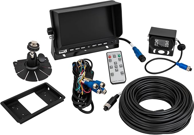 Buyers Products 8883050 Rearview Backup Camera W/DVR & Night Vision, 7" 4 View Color Monitor, Remote Control & 128GB SD Card, Backup Camera for Trucks, RVs, Trailers, Vans, Reverse Camera for Trucks