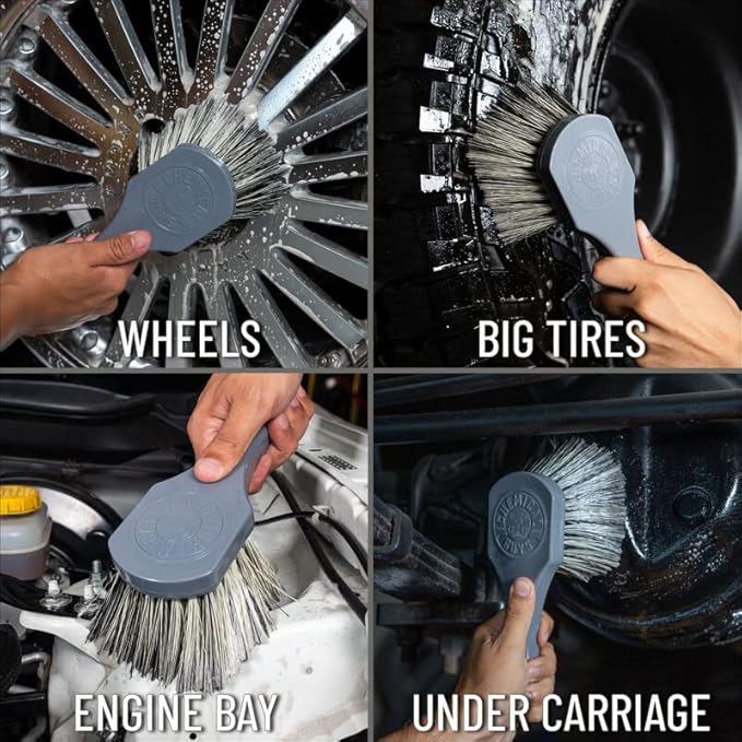 Chemical Guys All Duty Brush Kit, ACCG09 Wheel Works Brush + ACCG02 Nice & Stiff Heavy Duty Carpet & Interior Brush + ACCG05 Big Blue Stiffy Heavy Duty Brush + ACCG08 Wheelie Exterior Surface Brush