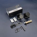 Black Door Knobs with Square Rosette, Interior Door Handles for Bath & Bed, Heavy Duty Door Knob with Lock