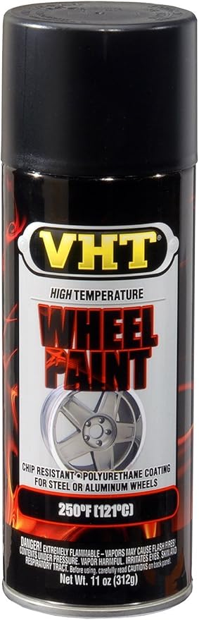 VHT SP183-6PK High Temperature Wheel Paint – Satin Black Spray Paint - 11 oz Aerosol Can, 6-Pack