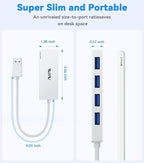 USB 3.0 Hub, 4 Port USB Hub Splitter, USB A Expander Portable USB Adapter Multiport Data Hub for Laptop, iMac Pro, MacBook Air, Mac mini/Pro, Surface Pro, USB Flash Drives, and Mobile HDD-White