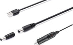 12V Car Charger(Max 10A) + 5V DC Power Cable,with 11 Connectors for DVD Player,Camera,GPS,Bluetooth Speakers,Shaver Fans