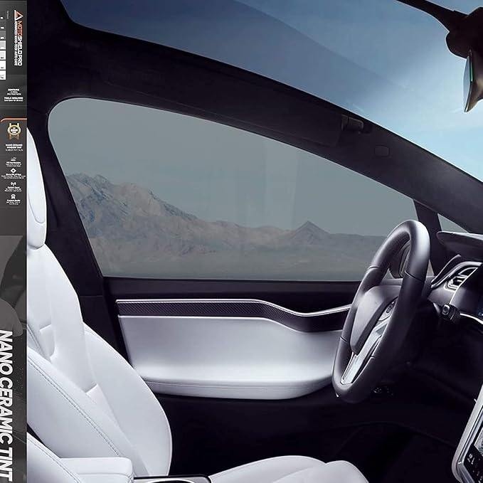 MotoShield Pro 5% VLT Nano Ceramic Window Tint for Car 20” in x 10’ ft 2PLY Roll High Heat Rejection & Glare Reduction Auto Tint Privacy Film, Rejects up to 99% IRR, 99% UV Blocking, Easy DIY Shrink