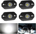 4WDKING White LED Rock Lights, 4 Pods IP68 Waterproof Underbody Glow Trail Rig Lamp LED Neon Lights for Truck Off Road Truck Car Boat ATV SUV Motorcycle