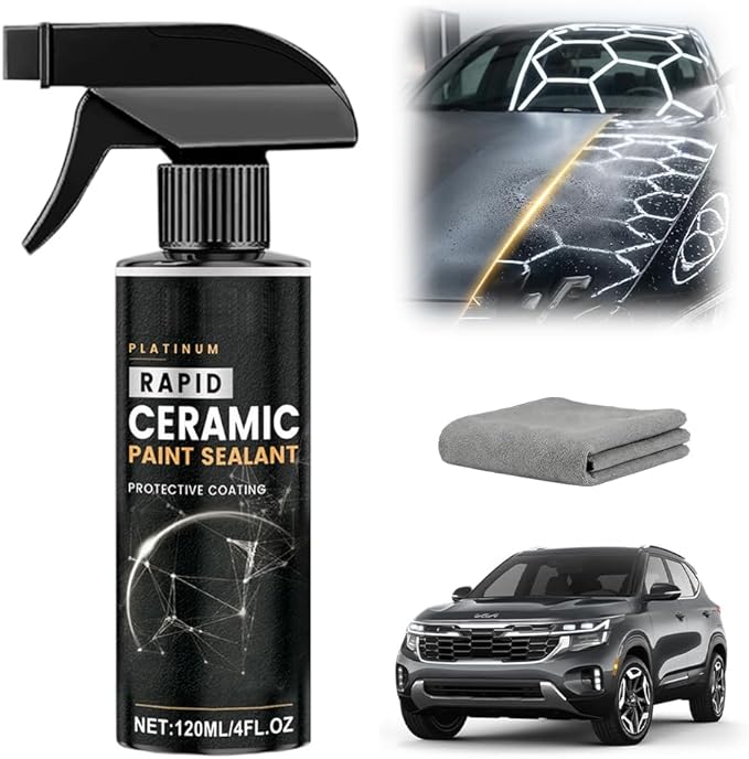 Rapid Ceramic Paint Sealant Spray, 2026 Upgraded Car Coating Spray for Shine & Protection, Gloss & Mirror Shine,Ultra Slick Finish Easy Car Coating (1 Set with Towel)