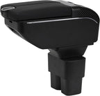 AULPHIKE Compatible with Nissan NV200 Armrest Car Center Console Organizer Armrests Double Door Storage with USB Ports（Black Style）