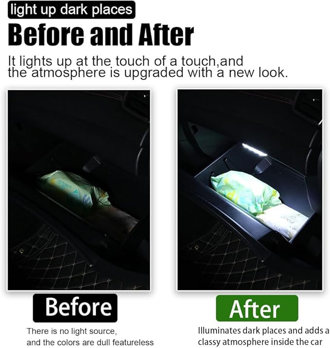 4PCS Wireless Car Interior LED Lights USB Rechargeable Car LED Touch Light with 6 Super Bright LED Lamp Beads Car Interior Ambient Light Universal Vehicle Accessories for Car Decor