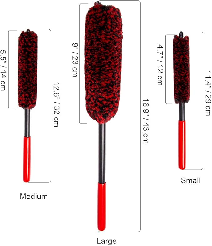 Soft Brsuh Wheel Brushes Set (3 Pack) - 3 Szie Synthetic Soft brsuhie Brush, 1x Car Detail Brush, Wheel Soft brsuhies Cleaning Brush for Car Rim Wheel Washing…