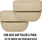 Universal Fit Premium Leather Car Seat Gap Filler Organizer, Center Console Organizer for Car SUV Truck (Beige，2 Pack)