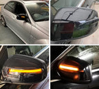 iJDMTOY Semi-Clear Lens Full LED Strip Dynamic Sequential Blink/Flow Side Mirror Turn Signal Light Assembly Kit Compatible with Mercedes 2008-2011 W204 Pre-LCI C-Class