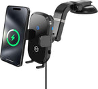 Auto Scan Fast Wireless Car Charger Phone Mount with Multi-Angle Adjustable Suction Cup – 15W Wireless Charging, Auto Scanning, Adjustable Grip for Phones 71mm-112.6mm