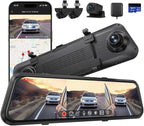 ACUMEN 4K Rear View Mirror Camera,Smart 12" Touch Screen Mirror Dash Cam Front and Rear,Backup Camera for Cars & Trucks with Blind Spot Detection (M4 Quad)