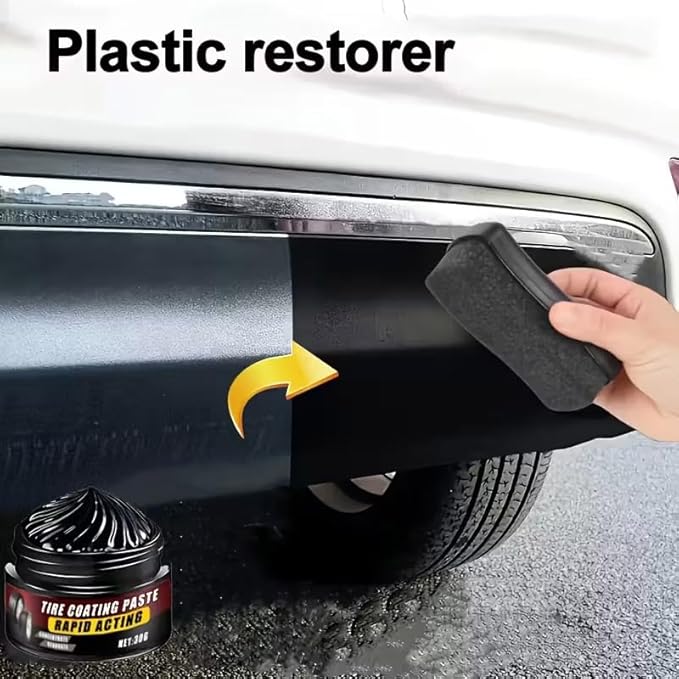 Premium Tire Coating & Trim Restorer, Tire Coating Paste Rapid Acting, Bring Back the Original Deep Black Shine to Rubber and Plastic (3PCS)