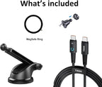TRON Wireless Car Charger Mount, 15W Fast Charging, Auto-Clamping Dashboard/Windshield/Air Vent Phone Holder for iPhone, Android, not Compatible with Google Pixel