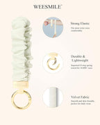 WEESMILE Keychain Wristlet, Stretchy Key Chain for Car Keys with D ring, Cute Scrunchie Wrist Bracelet for Women Men