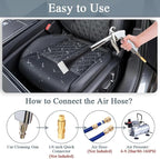 Car Cleaning Gun with Microfiber Cleaning Cloth Car Detailing Brush，High Pressure Air Blow Gun with 2 Set Nozzle, Interior Car Cleaning for Vehicle Upholstery Carpet Seat