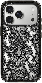 CASETiFY Impact iPhone 17 Pro Case [Slim/Compatible with Magsafe / 8.2 ft. 4X Military Grade Drop Protection] - Lace Pattern - Clear Black