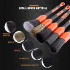 SPTA Car Detailing Brush Set, 5 Pack Soft Boar Hair Auto Detail Brush Kit with Elbow for Automotive Elegant Surface Interior Exterior Dashboard Emblems Panels Engine Bay Wheels Air Vent Seat Leather
