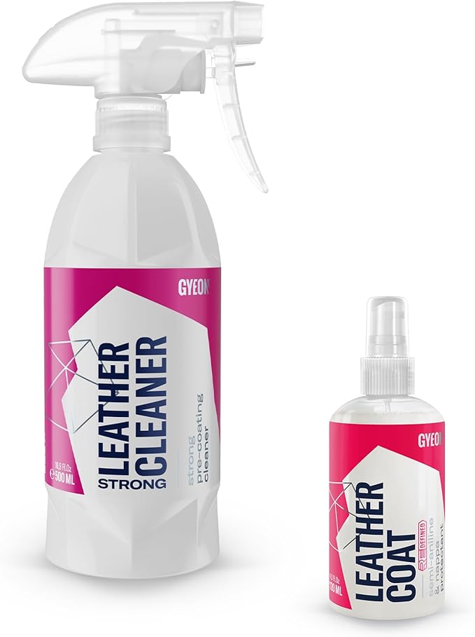 Gyeon Leather Interior Care Kit – LeatherCleaner Strong 500ml & LeatherCoat 120ml for Deep Cleaning and UV-Resistant Protection of Leather Surfaces