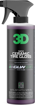 3D GLW Series SiO2 Ceramic Tire Gloss – High Shine Hydrophobic Tire Dressing | UV Protection, No Sling | Deep Black Wet Look | Long-Lasting Ceramic Finish |16 oz