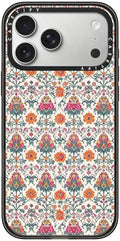 CASETiFY Impact iPhone 17 Pro Max Case [Slim/Compatible with Magsafe / 8.2 ft. 4X Military Grade Drop Protection] - Persian Floral - Orange - Clear Black
