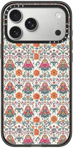 CASETiFY Impact iPhone 17 Pro Max Case [Slim/Compatible with Magsafe / 8.2 ft. 4X Military Grade Drop Protection] - Persian Floral - Orange - Clear Black