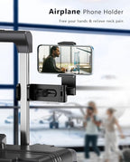 MiiKARE Travel Essentials Airplane Phone Holder, Universal Handsfree Phone Mount for Flying with 360 Degree Rotation, Travel Must Haves Phone Stand for Desk, Tray Table, Pro