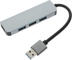Port USB Hub Extension with Aluminum Case Portable USB Splitter Expander for Laptop High-Speed Data Transfer Plug and Play
