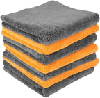 600GSM Microfiber Car Cleaning Towels - Thickened Detailing Drying Cloths (1/3/6/9pcs, 40x40cm) for Ultimate Car Care(Orange 6pcs)