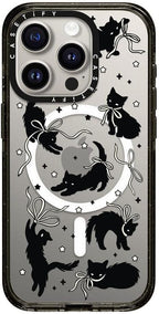 CASETiFY Impact Case for iPhone 15 Pro [8.2ft 4X Military Grade Drop Protection/Compatible with Magsafe] - Black Cat - Clear Black