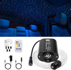 AMKI Mini 6W Starlight Headliner Kit 500pcs 0.03in 9.8ft,Twinkle+Sound Activated Fiber Optic Light 4Lamp Beam Starlight Box APP/Remote Control for Car Home Star Ceiling Decoration