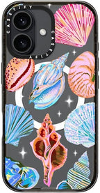 CASETiFY Impact Case for iPhone 16 [Slim / 8.2 ft. 4X Military Grade Drop Protection/Compatible with Magsafe] - Seashell - Clear Black
