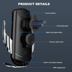 Wireless Car Charger, 15W Fast Charging Mount Electric Induction Car Phone Holder, Universal Auto-Clamping Magnetic Charger Air Vent Mount Bracket for Most Smartphones (Blue)