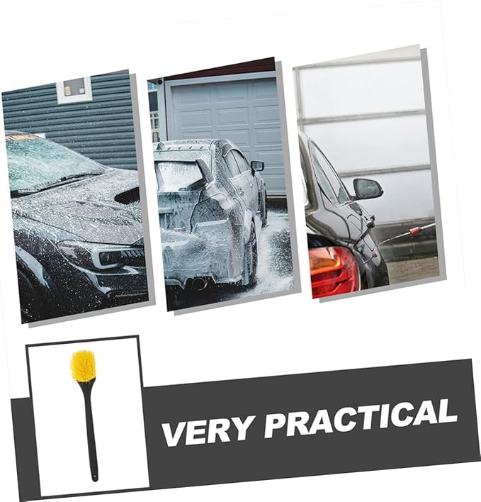 2pc Long Handle Wheel Cleaning Brush Set for Car Detailing Tire Brush Hard Bristles for Rim and Tire Scrub
