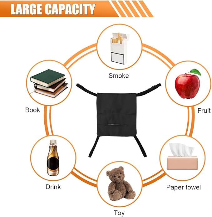 Car Handbag Holder Between Seats, Luxury Leather Car Purse Holder with Tissue Box, Multi-Pocket Large Capacity Storage Bag, Hanging Auto Organizer Pets Kids Barrier for Safe Driving (Black)