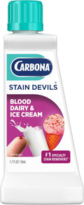 Carbona Stain Devils® #4 – Blood, Dairy & Ice Cream | Professional Strength Laundry Stain Remover | Multi-Fabric Cleaner | Safe On Skin & Washable Fabrics | 1.7 Fl Oz, 1 Pack