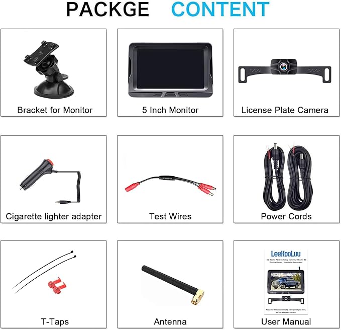 HD 1080P 5 inch Wireless Backup Camera for Truck: 15-Min Easy Install Clear Night Vision Digital Signal Stable No-Delay Bluetooth Rear View Camera for Car Pickup SUV Camper Parking Safety Assistance